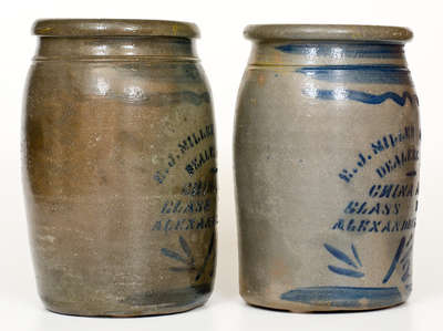 Lot of Two: E. J. MILLER & SON / ALEXANDRIA, VA 1 1/2 Gal. Advertising Jars