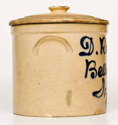 Bellvalle, NY Stoneware Script Advertising Crock, attrib. Fulper, Flemington, NJ