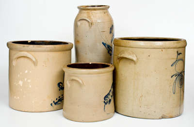 Lot of Four: Decorated American Stoneware Crocks