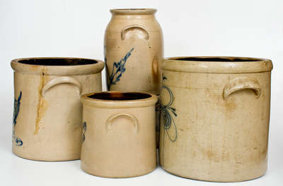 Lot of Four: Decorated American Stoneware Crocks