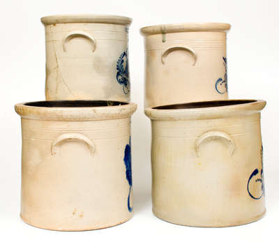 Lot of Four: E. & L. P. NORTON / BENNINGTON, VT Stoneware Crocks