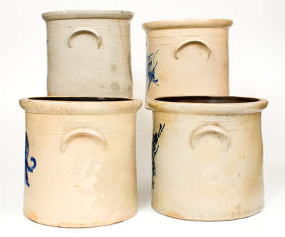 Lot of Four: E. & L. P. NORTON / BENNINGTON, VT Stoneware Crocks