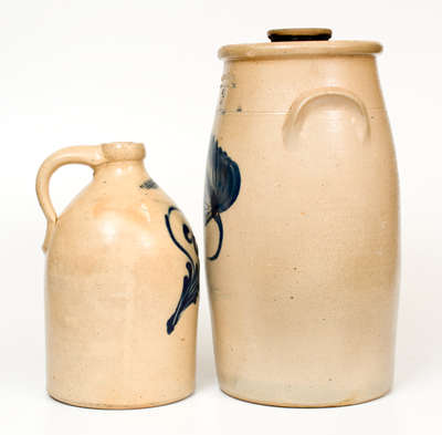 Lot of Two: BURLINGTON, VT Stoneware Jug and Churn