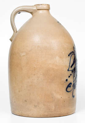 4 Gal. E & L P NORTON / BENNINGTON VT Stoneware Jug w/ Elaborate Decoration