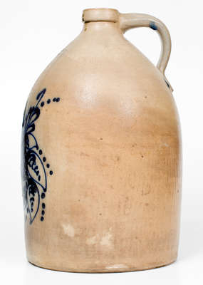 4 Gal. E & L P NORTON / BENNINGTON VT Stoneware Jug w/ Elaborate Decoration