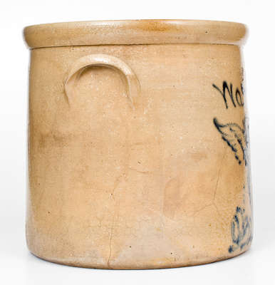 Unusual Stoneware Crock with Angel Decoration and Inscription