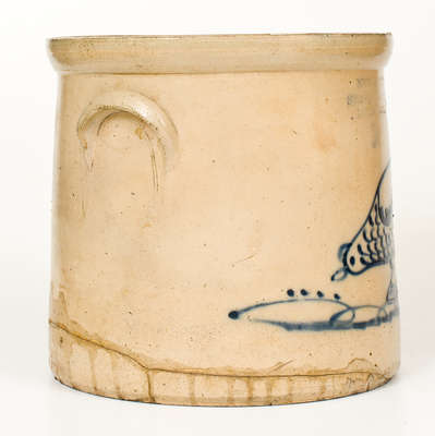 NEW YORK STONEWARE CO. / FORT EDWARD, NY Crock w/ Elaborate Pecking Chicken Design