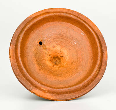 Rare Redware Lid w/ Elaborate Three-Color Slip Decoration