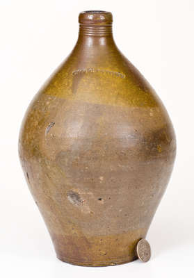 CHARLESTOWN (Frederick Carpenter, Boston) Stoneware Jug with Iron Oxide Dip