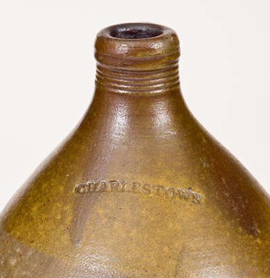 CHARLESTOWN (Frederick Carpenter, Boston) Stoneware Jug with Iron Oxide Dip