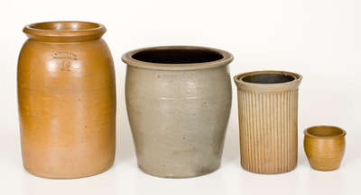 Lot of Four: Unusual Stoneware Jars incl. Huntingdon and Johnstown, PA Examples