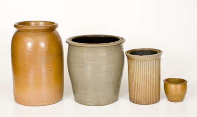 Lot of Four: Unusual Stoneware Jars incl. Huntingdon and Johnstown, PA Examples