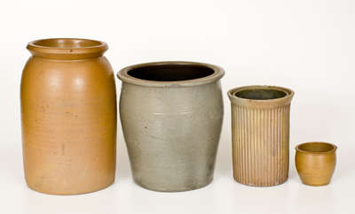 Lot of Four: Unusual Stoneware Jars incl. Huntingdon and Johnstown, PA Examples