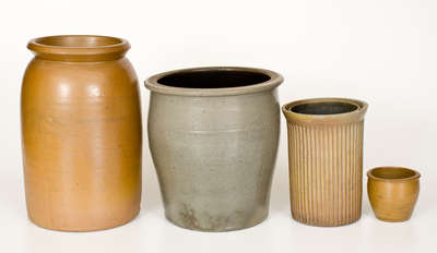 Lot of Four: Unusual Stoneware Jars incl. Huntingdon and Johnstown, PA Examples