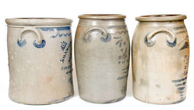 Lot of Three: HAMILTON & JONES / GREENSBORO, PA Stoneware Crocks