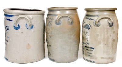 Lot of Three: HAMILTON & JONES / GREENSBORO, PA Stoneware Crocks