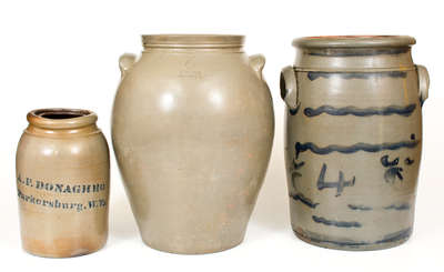 Lot of Three: West Virginia Stoneware Jars incl. N. CLARK / PARKERSBURG, VA