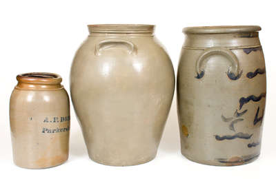 Lot of Three: West Virginia Stoneware Jars incl. N. CLARK / PARKERSBURG, VA