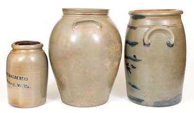 Lot of Three: West Virginia Stoneware Jars incl. N. CLARK / PARKERSBURG, VA