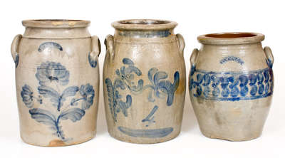 Lot of Three: BEAVER, Pennsylvania Decorated Stoneware Jars