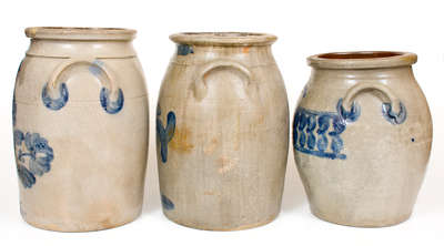 Lot of Three: BEAVER, Pennsylvania Decorated Stoneware Jars