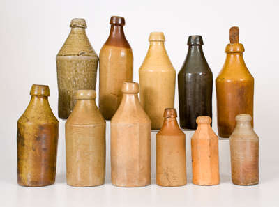 Lot of Eleven: Stoneware Bottles w/ Impressed Marks incl. W. SMITH (Greenwich, NY) Example