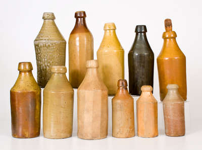 Lot of Eleven: Stoneware Bottles w/ Impressed Marks incl. W. SMITH (Greenwich, NY) Example