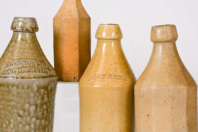 Lot of Eleven: Stoneware Bottles w/ Impressed Marks incl. W. SMITH (Greenwich, NY) Example