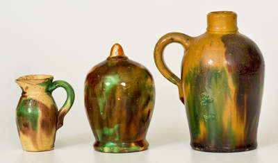 Lot of Three: Multi-Glazed Shenandoah Valley Redware