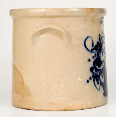 Three-Gallon J. NORTON & CO. / BENNINGTON, VT. Stoneware Crock w/ Cobalt Flower Basket