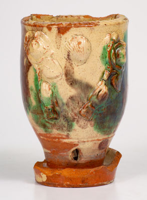 Multi-Glazed Redware Wall Pocket, attrib. J. Eberly & Co., Strasburg, VA