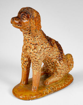 Extremely Rare Redware Dog Figure attrib. Solomon Bell, Strasburg, Virginia