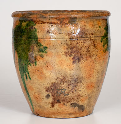 S. BELL & SON. / STRASBURG Multi-Glazed Shenandoah Valley Redware Jar