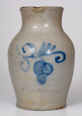 Attrib. Wingender (Haddonfield, New Jersey) Stoneware Pitcher w/ Cobalt Floral Decoration