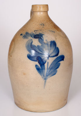 Two-Gallon COWDEN & WILCOX / HARRISBURG, PA Stoneware Jug w/ Cobalt Floral Decoration