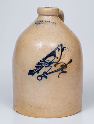 1 Gal. J. & E. NORTON / BENNINGTON, VT Stoneware Jug with Bird Decoration