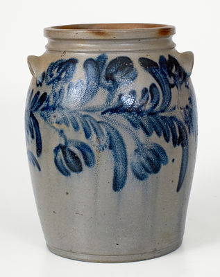 2 Gal. Baltimore Stoneware Jar w/ Elaborate Floral Decoration, c1840
