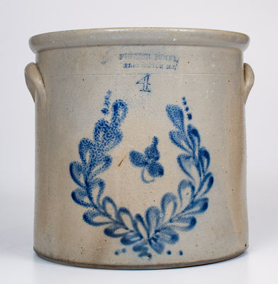 4 Gal. FULPER BROS. / FLEMINGTON, NJ Stoneware Crock w/ Wreath Decoration