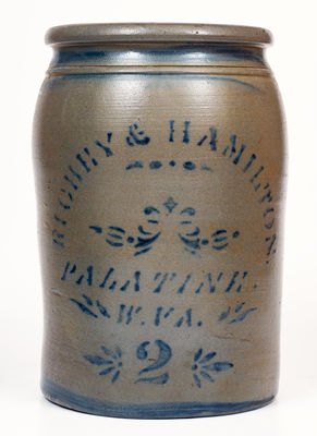 2 Gal. RICHEY & HAMILTON / PALATINE, W. VA Stoneware Jar