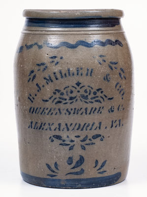 2 Gal. E. J. MILLER & CO. / ALEXANDRIA, Virginia Stoneware Advertising Jar