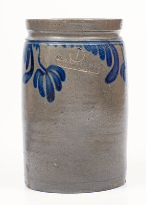 1 Gal. W. H. LEHEW & CO. / STRASBURG, VA Stoneware Jar w/ Floral Decoration