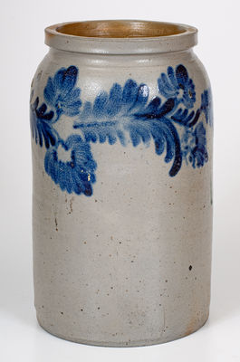 1 1/2 Gal. Baltimore Stoneware Jar w/ Floral Decoration, c1840