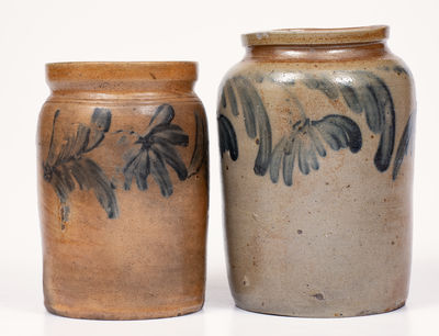 Lot of Two: Remmey Family, Philadelphia, PA Stoneware Jars w/ Floral Decoration