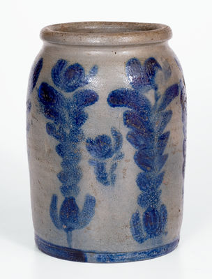 Outstanding Baltimore Stoneware Jar w/ Profuse Floral Decoration, c1825