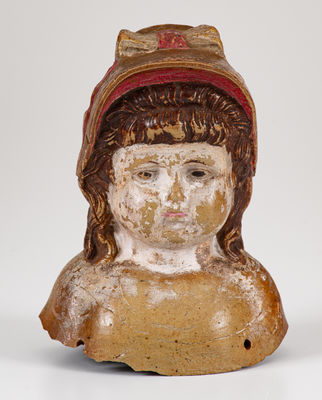 Extremely Rare Anna Pottery / 1885 Salt-Glazed Stoneware Doll's Head