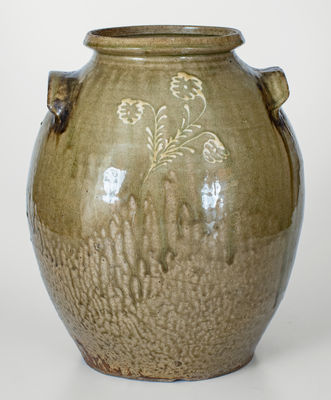 Attrib. Collin Rhodes, Shaw's Creek, Edgefield District, SC Stoneware Jar w/ Kaolin Slip Decoration