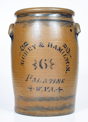 6 Gal. RICHEY & HAMILTON / PALATINE, W. VA Stoneware Jar