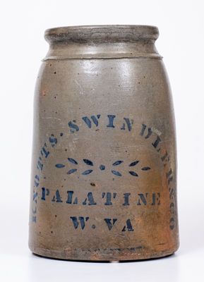 KNOTTS, SWINDLER & CO. / PALATINE, W. VA Stoneware Canning Jar