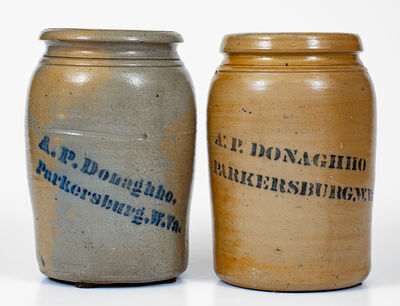 Lot of Two: A. P. DONAGHHO / PARKERSBURG, W. VA Stoneware Jars