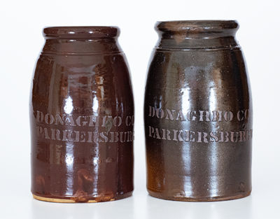 Lot of Two: A. P. DONAGHHO / PARKERSBURG, W. VA Albany-Slip Stoneware Jars